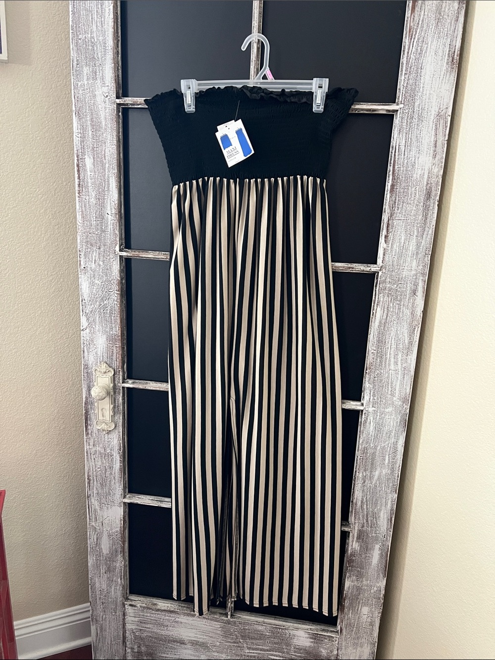 Women’s Strapless maxi dress - Black & Cream